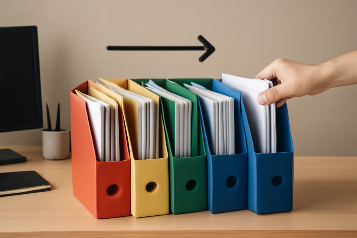 Come disporre i porta documenti sulla scrivania? Una strategia che accelera il reperimento degli atti